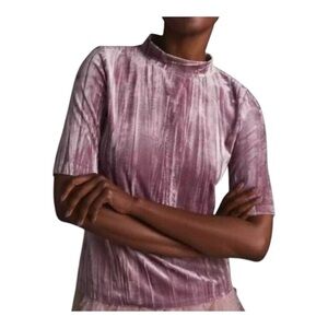 Pilcro‎ Anthropologie Velvet Mock-Neck Top Rose Pink Velour​ 3XL R1